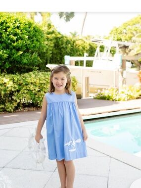 The Beaufort Bonnet Company McFerran Frock- Dress with Sailboat Appliqué